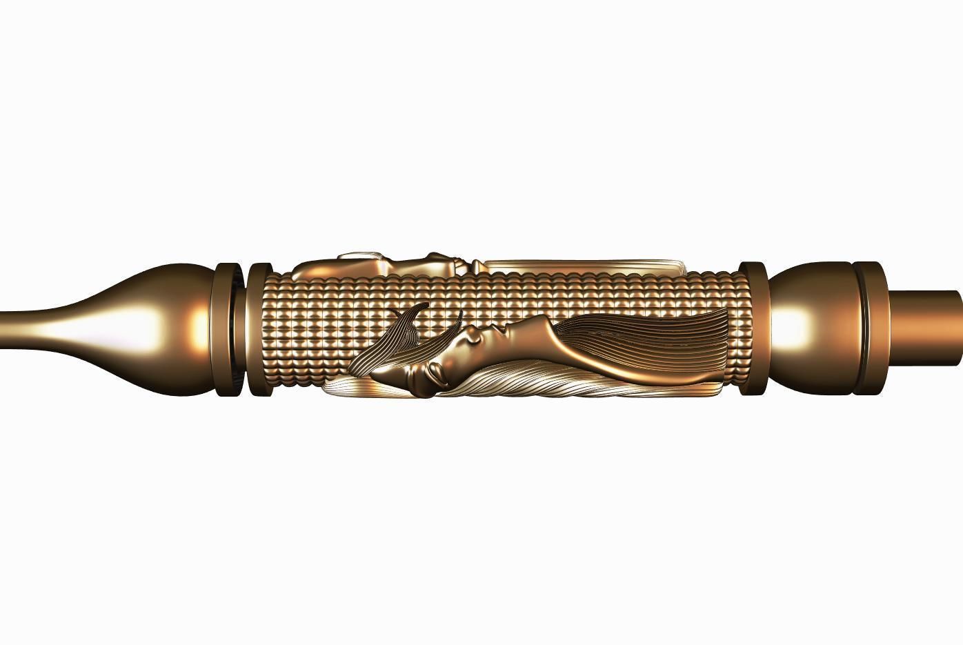 Carved hookah ornament for cnc 01 3D model_4