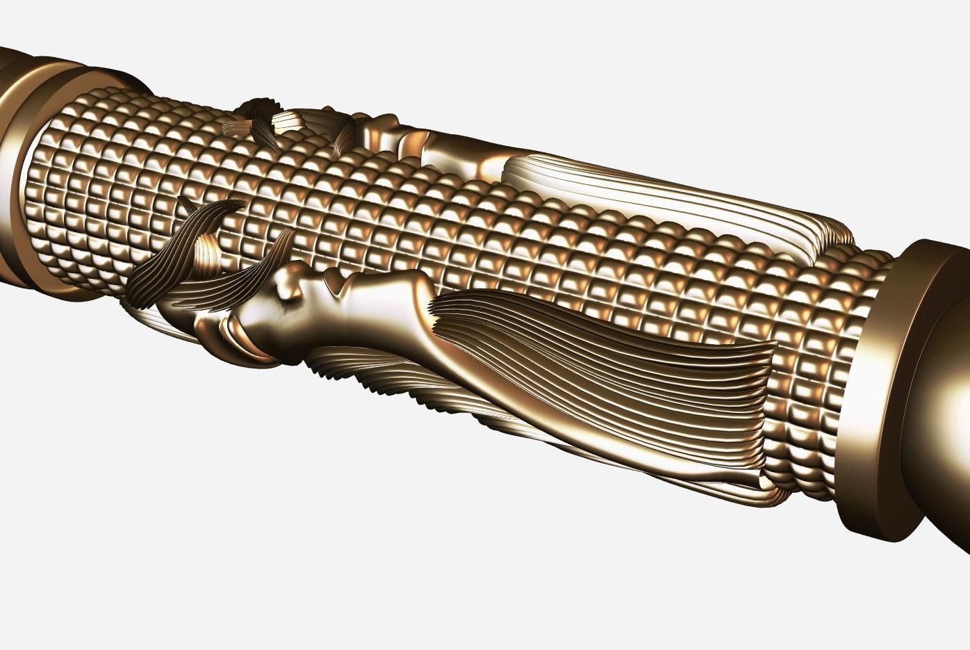 Carved hookah ornament for cnc 05 3D model_6