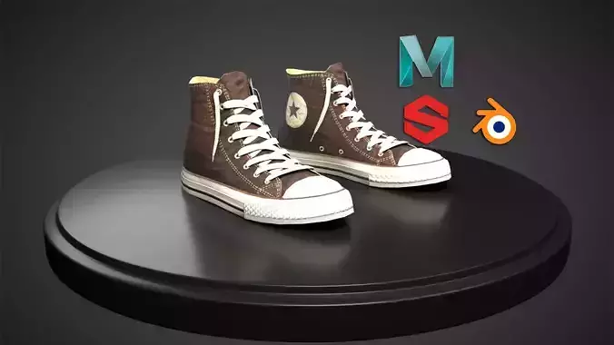 Brown Sneaker Low-poly 3D model