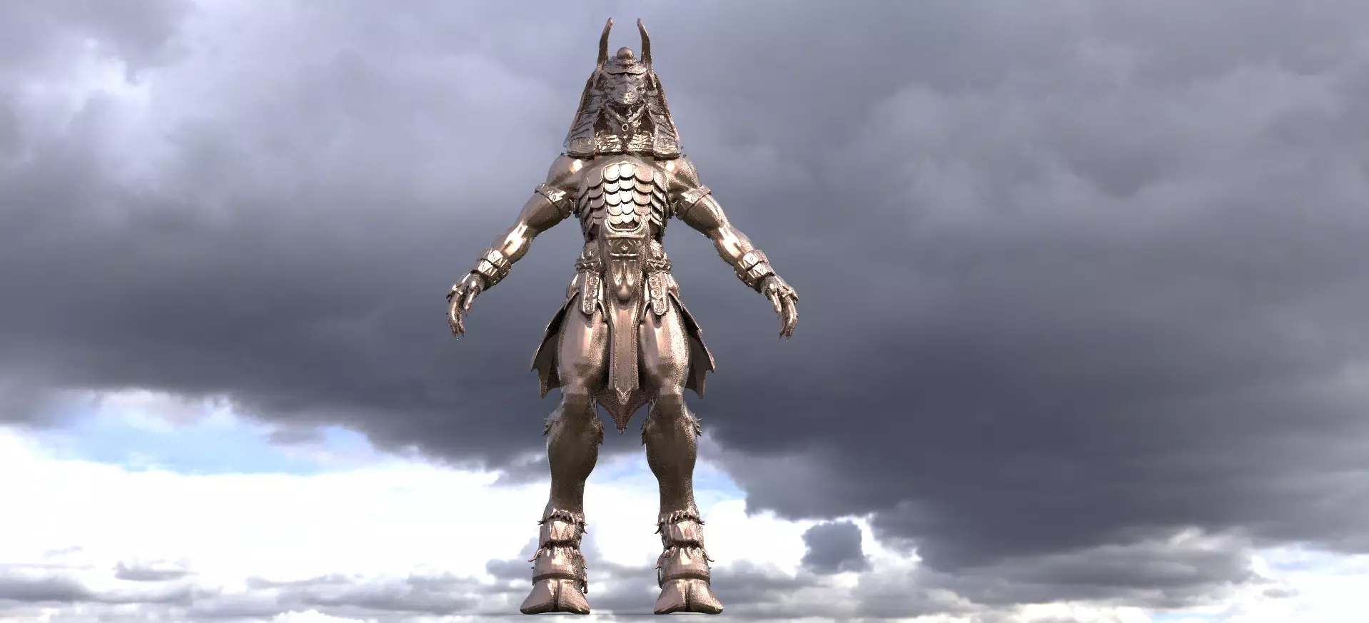 Anubis Statue Sculpture 4 3D model_0