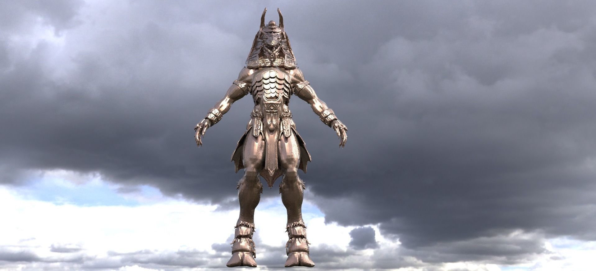 Anubis Statue Sculpture 4 3D model_1