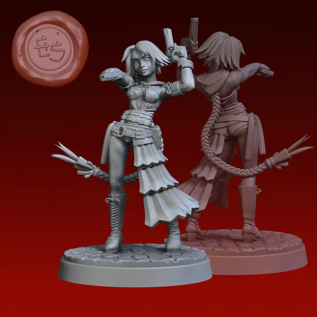 Gunner Yuna - FFX-2 - 32mm Miniature 3D print model_0