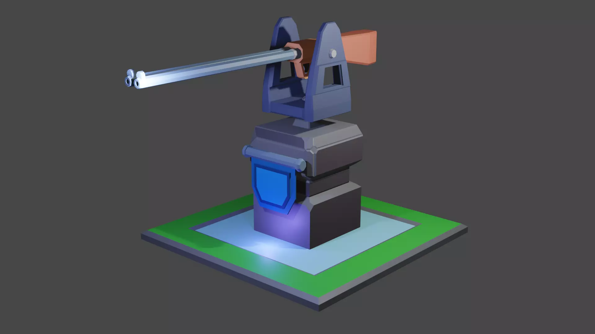 Shotgun Base Defend for mobile game Low-poly 3D model