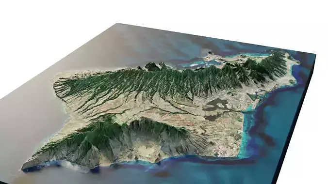 Oahu island full 3d model terrain 3D model