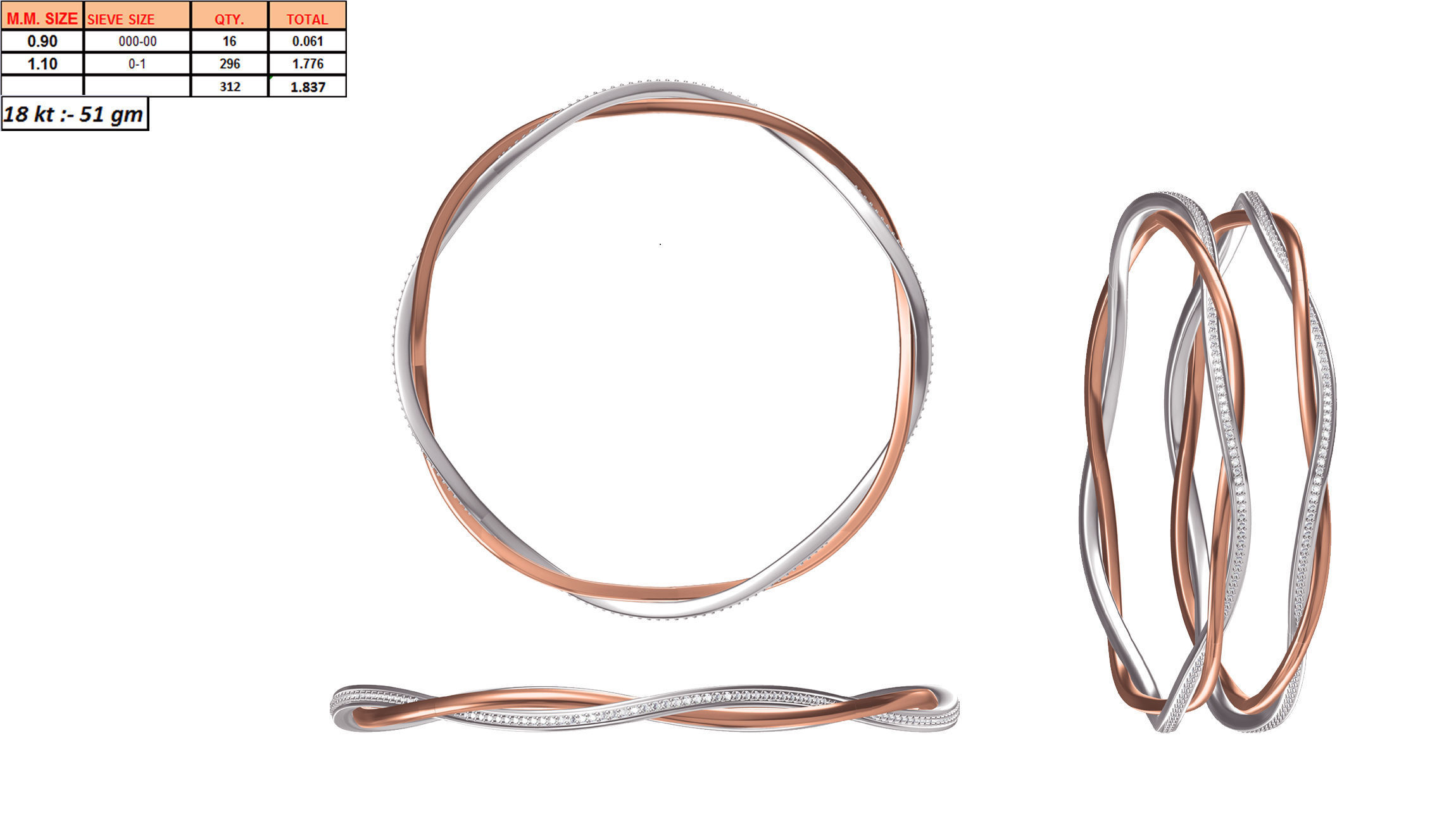 Women Bangle Bracelet STL JCD Details 3D print model_1