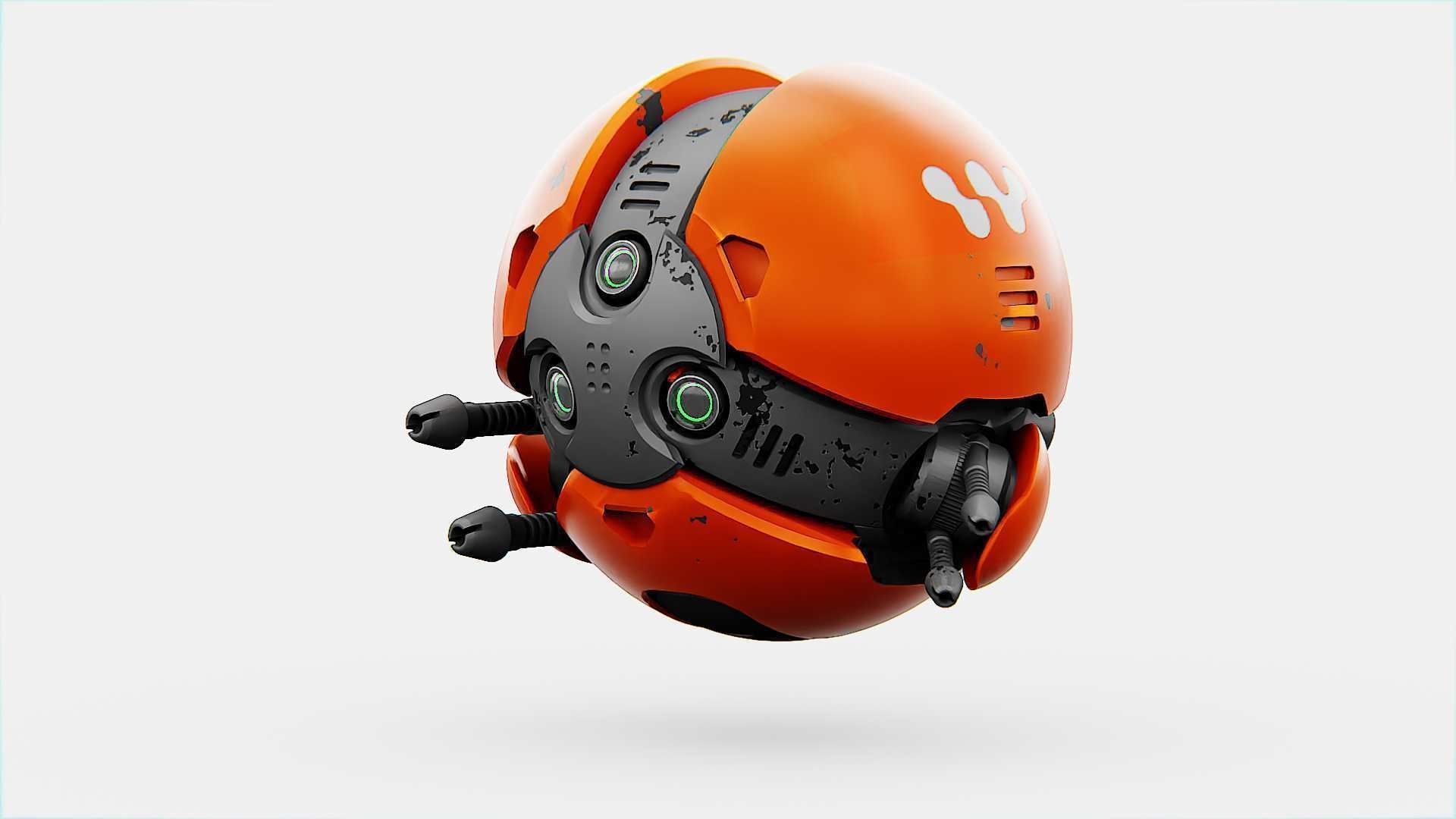 BALL DROID F-200 RIGGED - ANIMATED 3D model_4