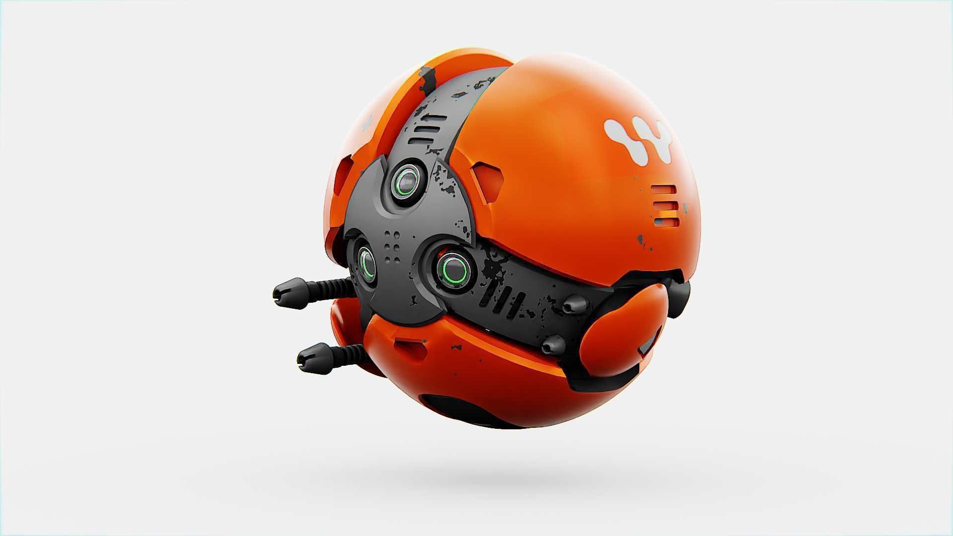 BALL DROID F-200 RIGGED - ANIMATED 3D model_3