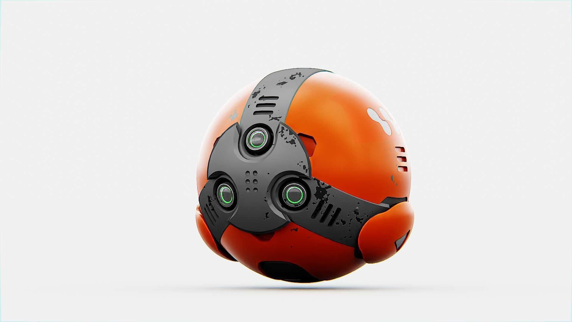 BALL DROID F-200 RIGGED - ANIMATED 3D model_1