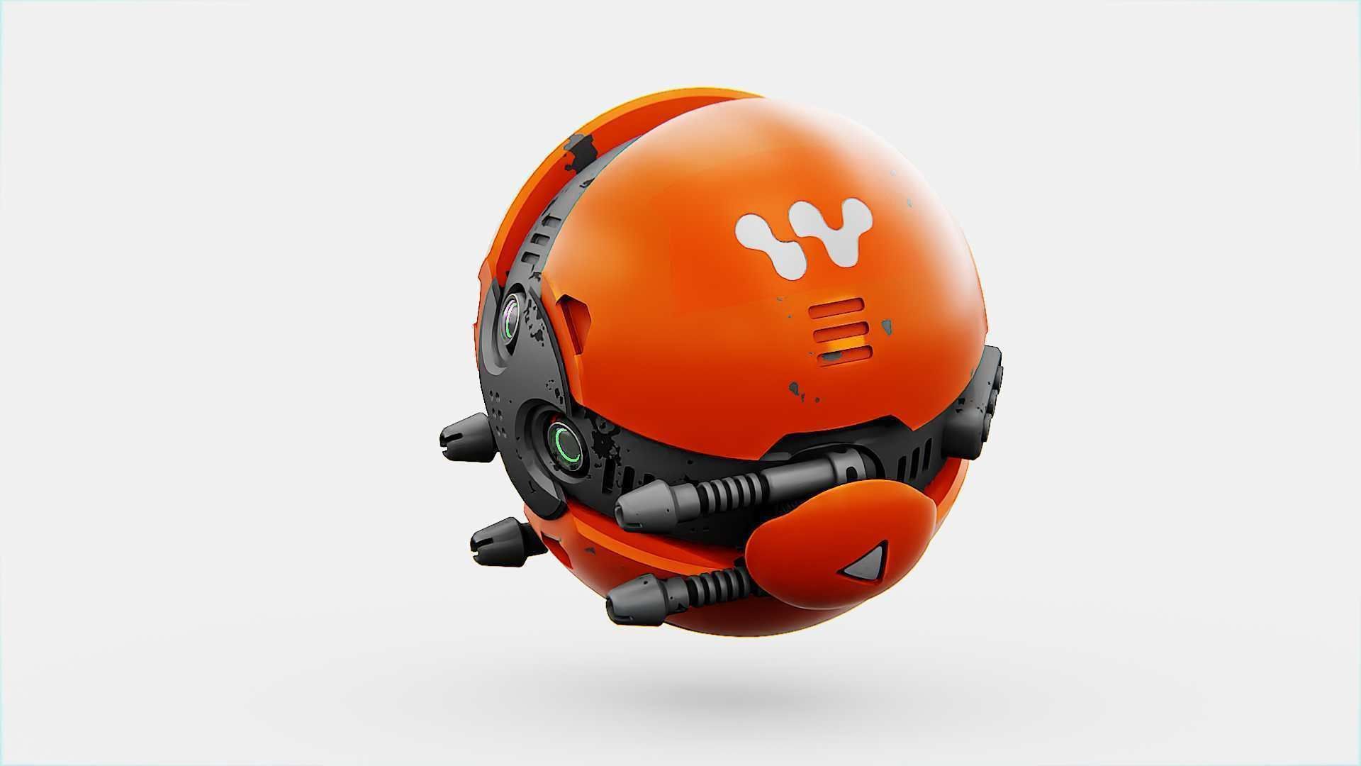BALL DROID F-200 RIGGED - ANIMATED 3D model_7