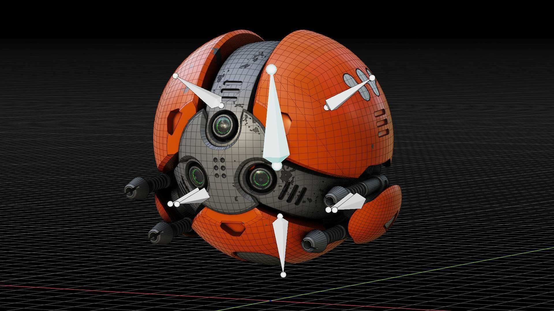 BALL DROID F-200 RIGGED - ANIMATED 3D model_30