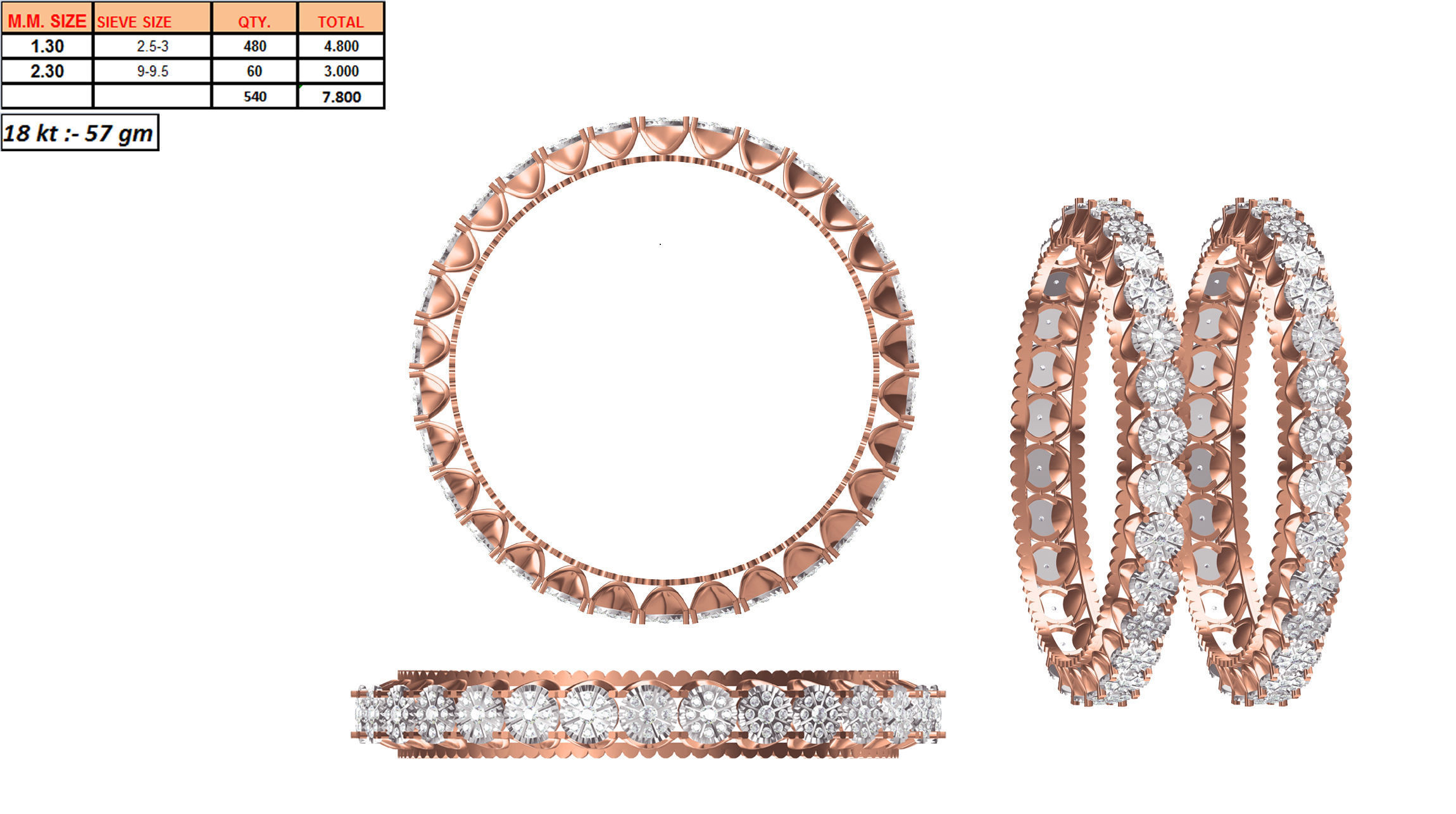 Women Bangle Bracelet STL JCD Details 3D print model_1