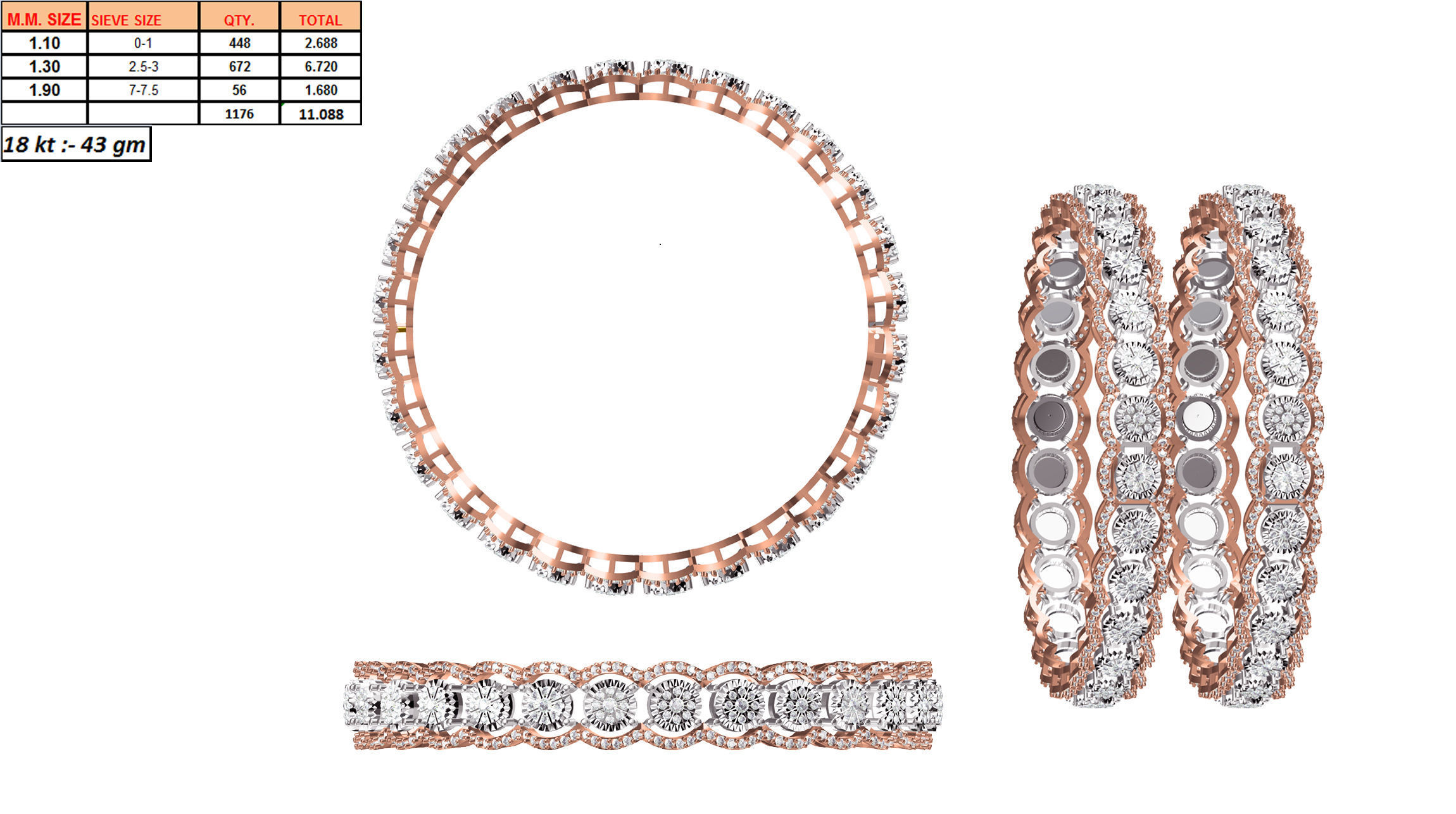 Women Bangle Bracelet STL JCD Details 3D print model_1