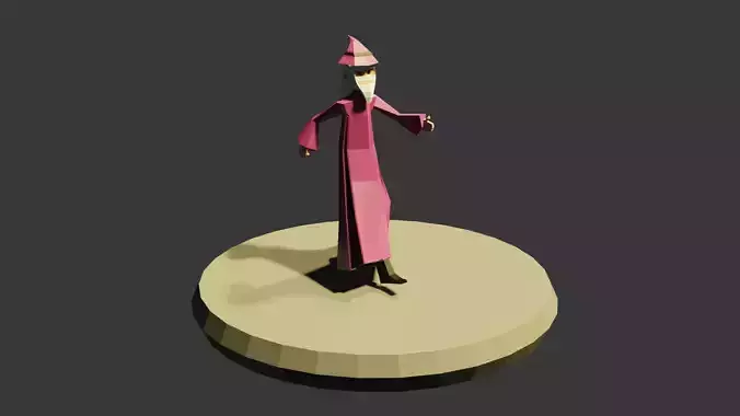 Little low poly wizard model Low-poly 3D model