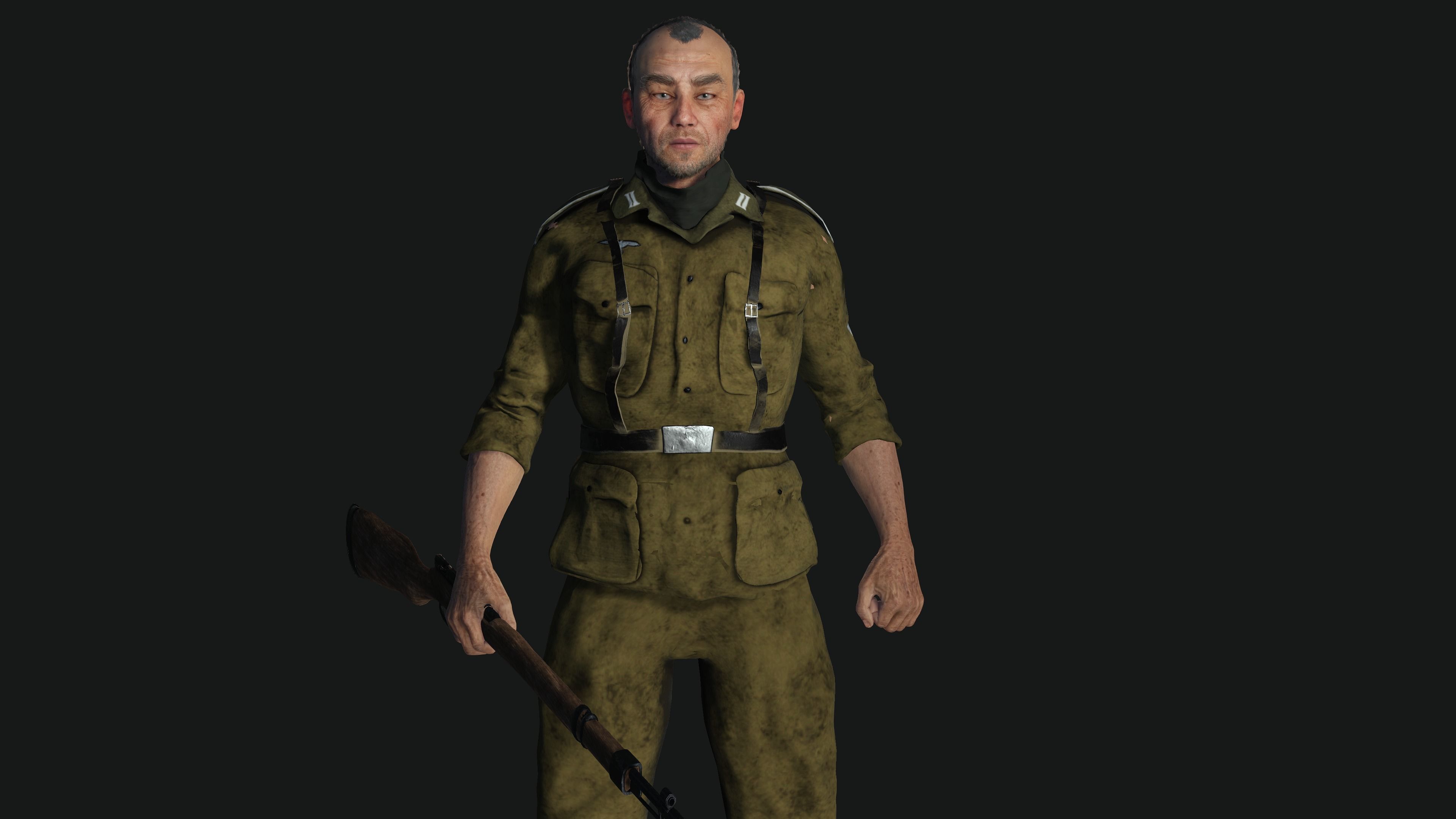 3D ASIAN JAPANESE MALE  MILITARY-REALISTIC RIGGED GAME CHARACTER Low-poly 3D model_2