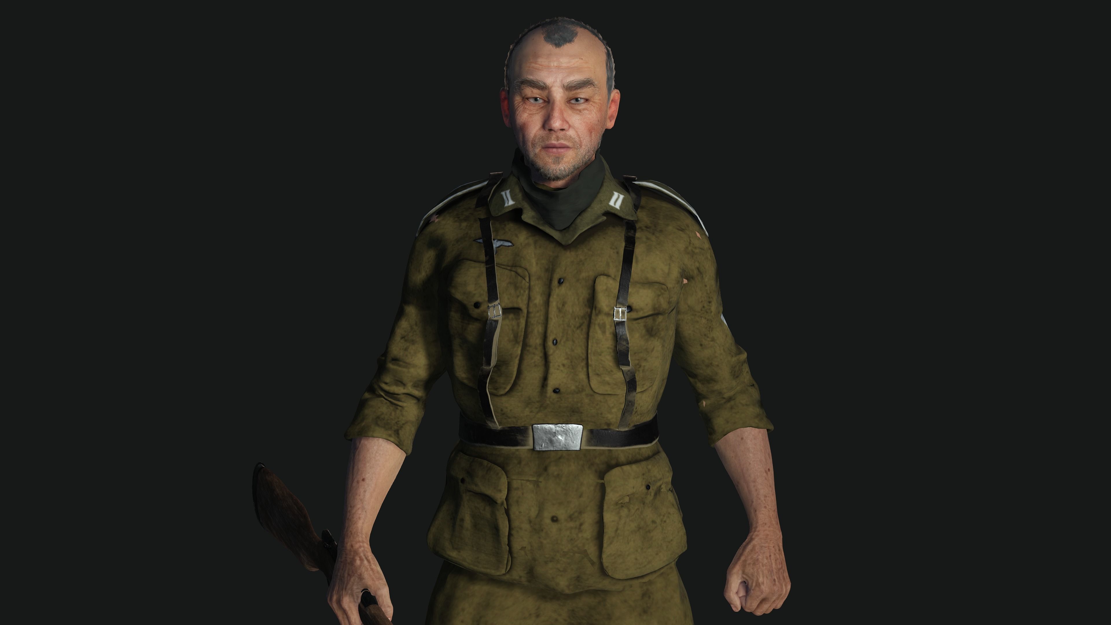 3D ASIAN JAPANESE MALE  MILITARY-REALISTIC RIGGED GAME CHARACTER Low-poly 3D model_5