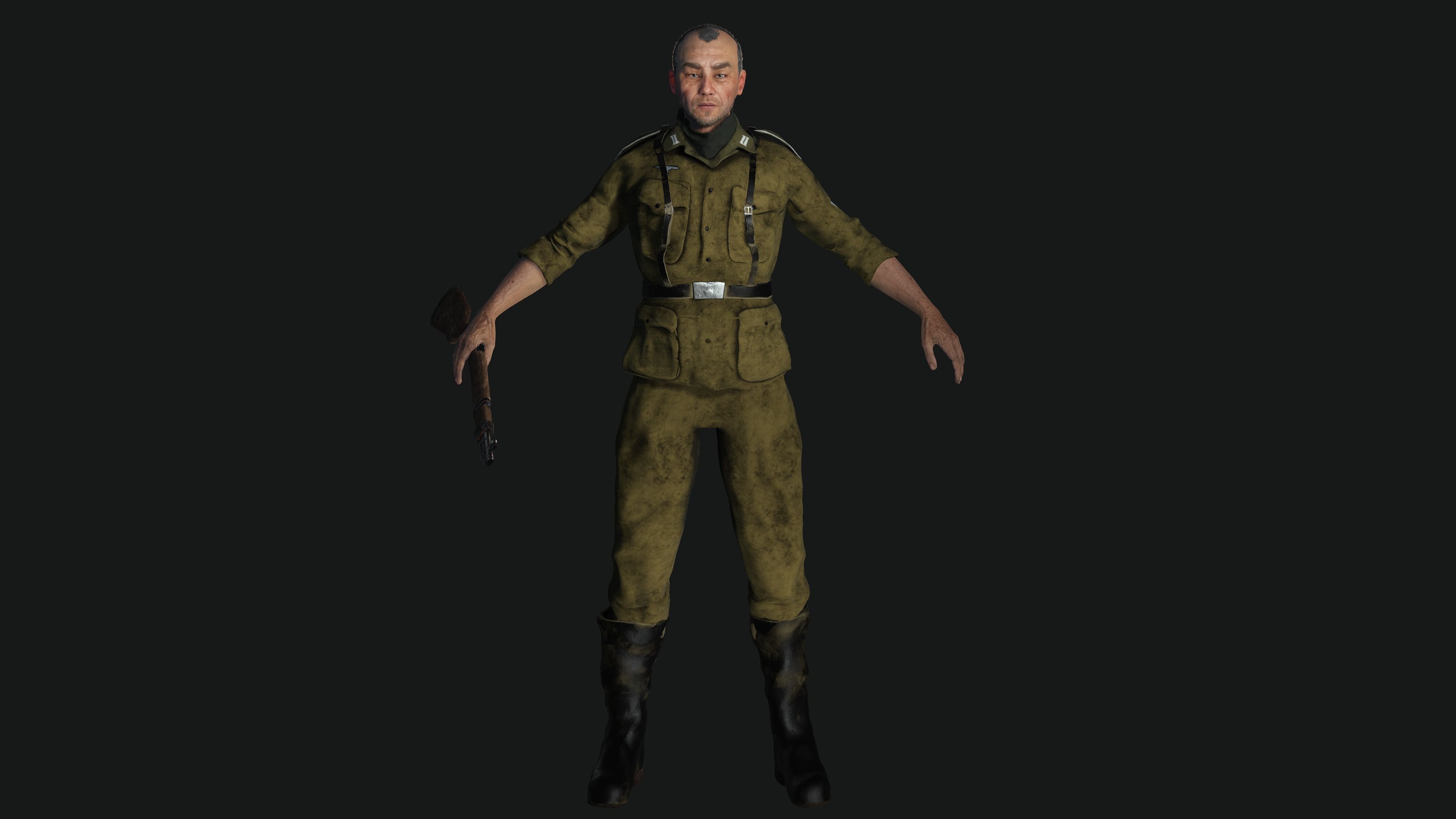 3D ASIAN JAPANESE MALE  MILITARY-REALISTIC RIGGED GAME CHARACTER Low-poly 3D model_7