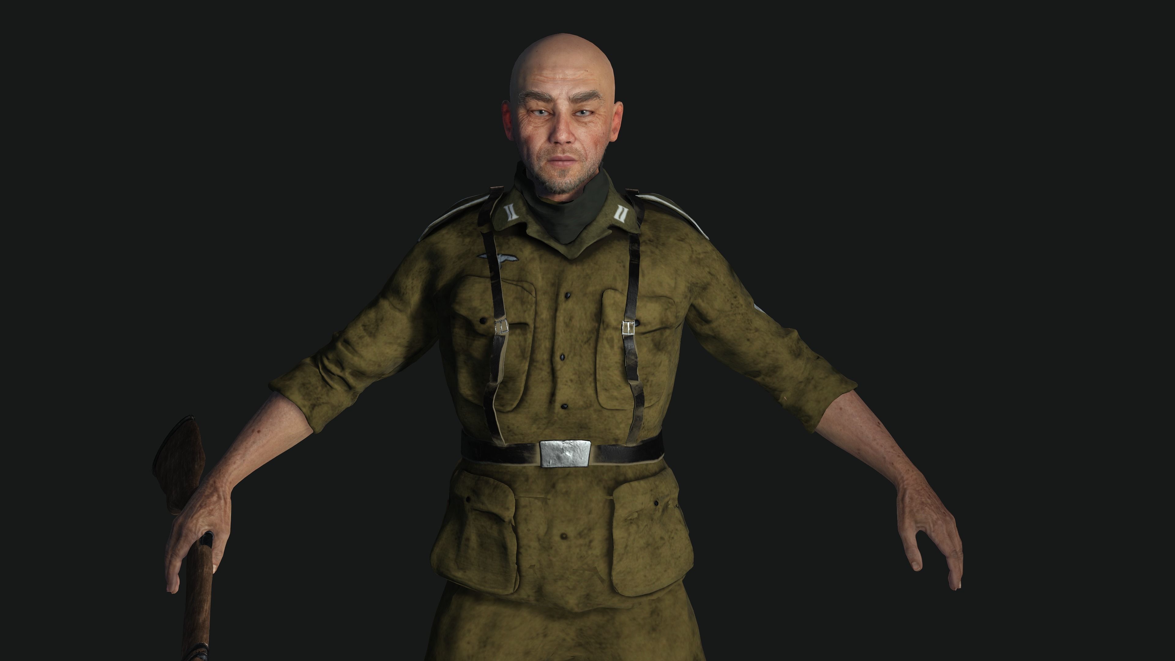 3D ASIAN JAPANESE MALE  MILITARY-REALISTIC RIGGED GAME CHARACTER Low-poly 3D model_18