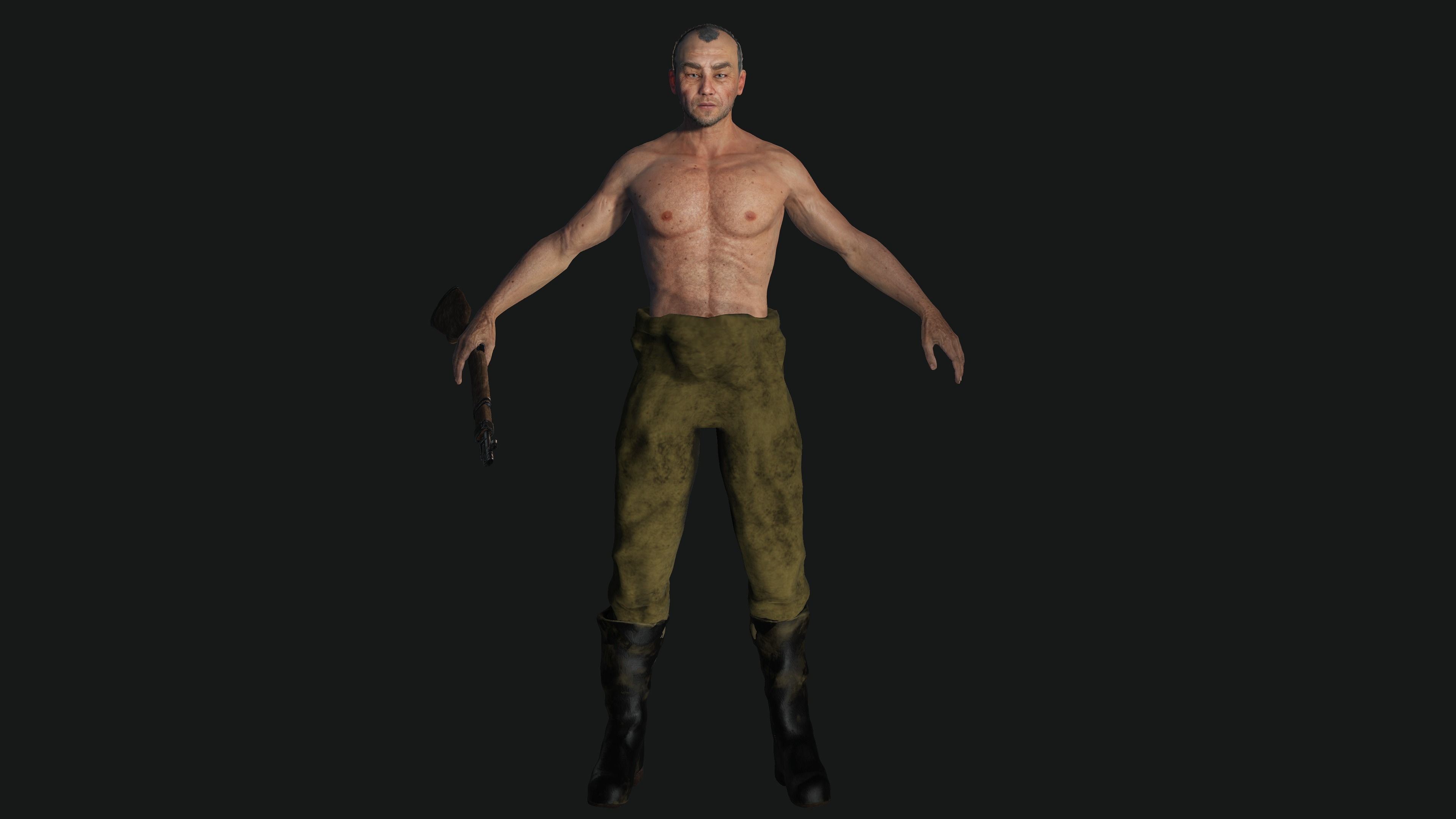 3D ASIAN JAPANESE MALE  MILITARY-REALISTIC RIGGED GAME CHARACTER Low-poly 3D model_9