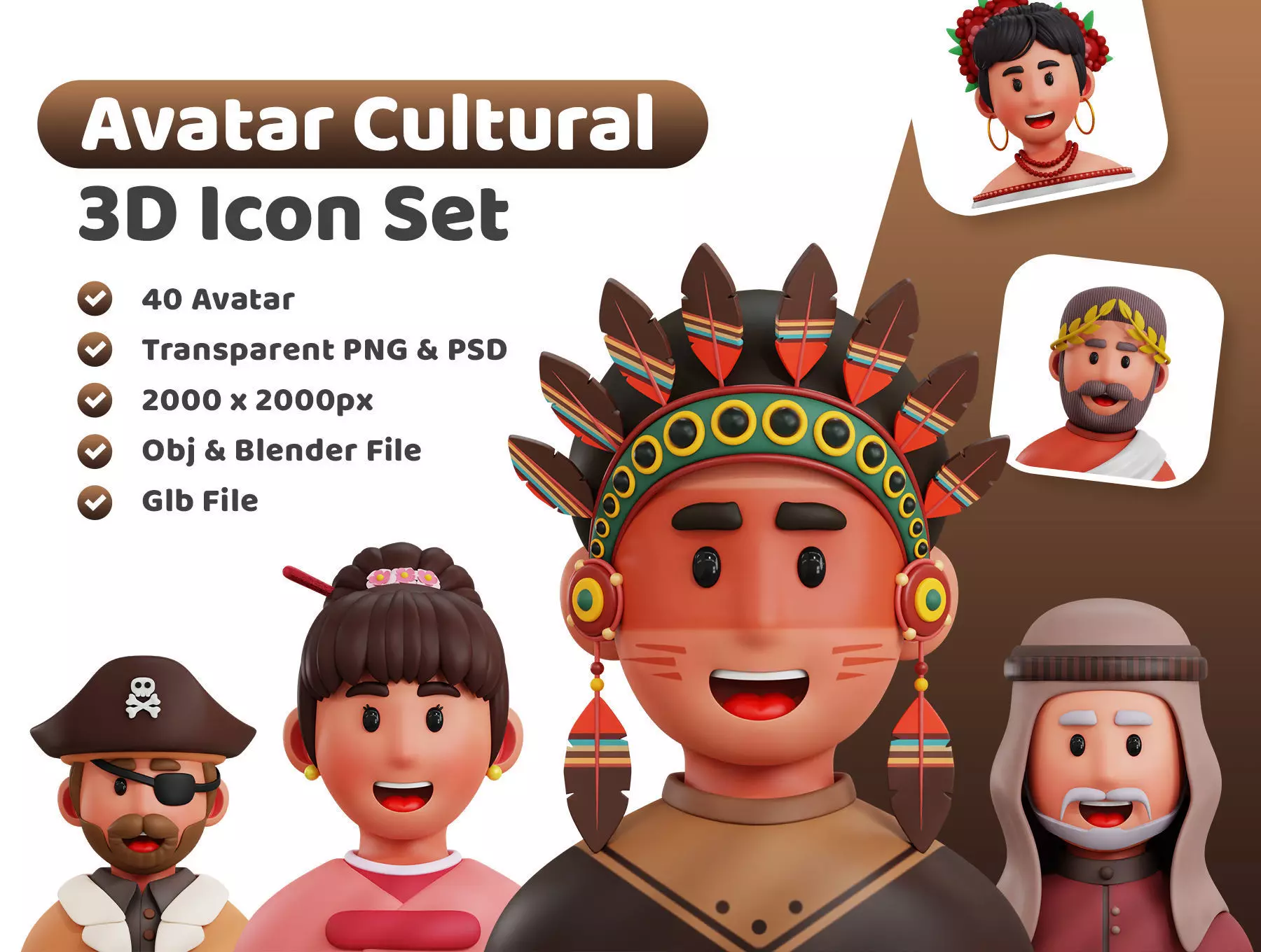 Avatar Cultural Icon Pack 3D Model Low-poly 3D model_0