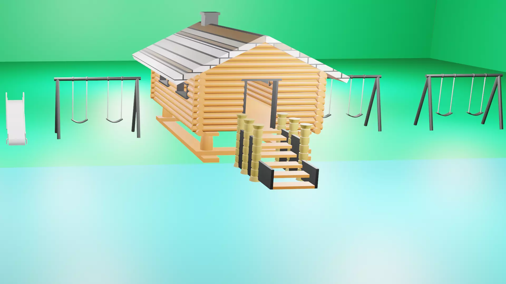 Beach Park Low-poly 3D model_0