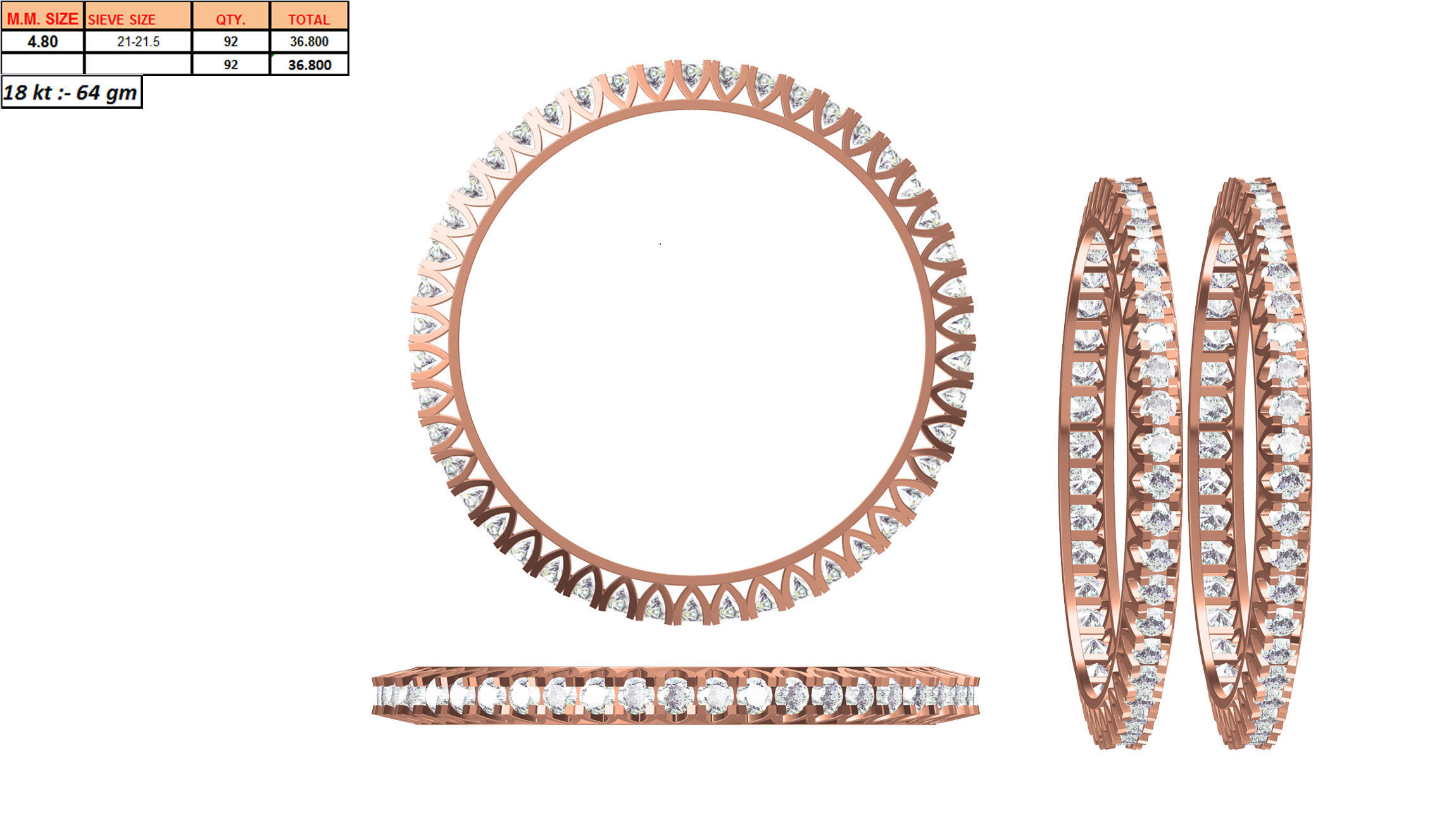 Women Bangle Bracelet STL JCD Details 3D print model_1