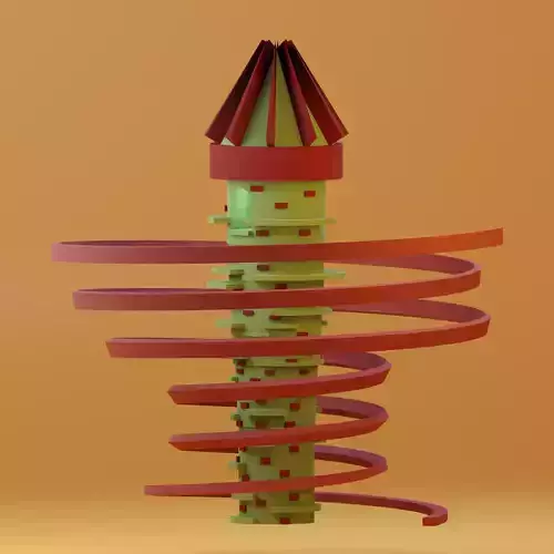 Temple 4 - The Ribbon Temple Low-poly 3D model