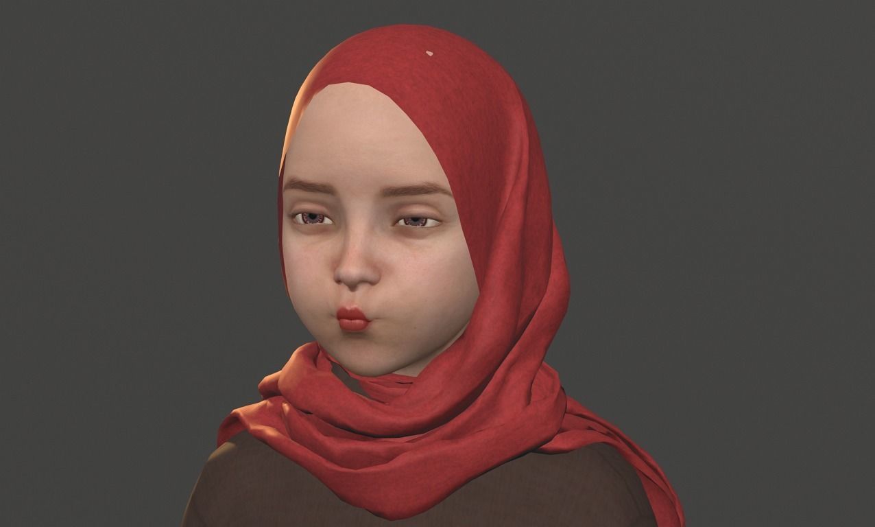Sofia in hijab - Disney Style 3D model_1