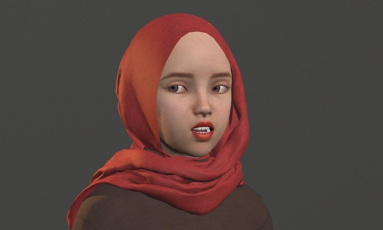 Sofia in hijab - Disney Style 3D model_2