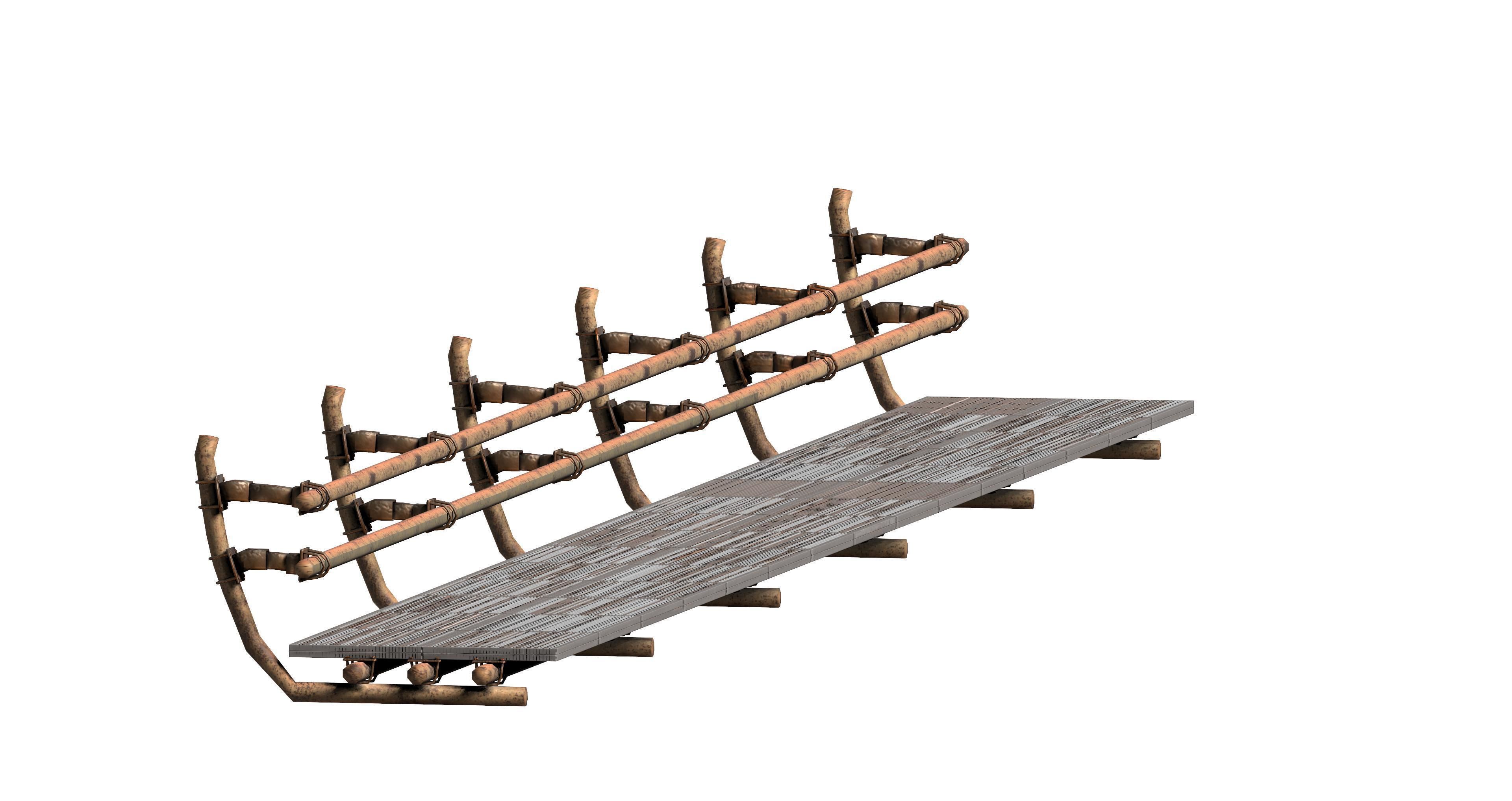 Sci-fi handrail railing footbridge 3D model_5
