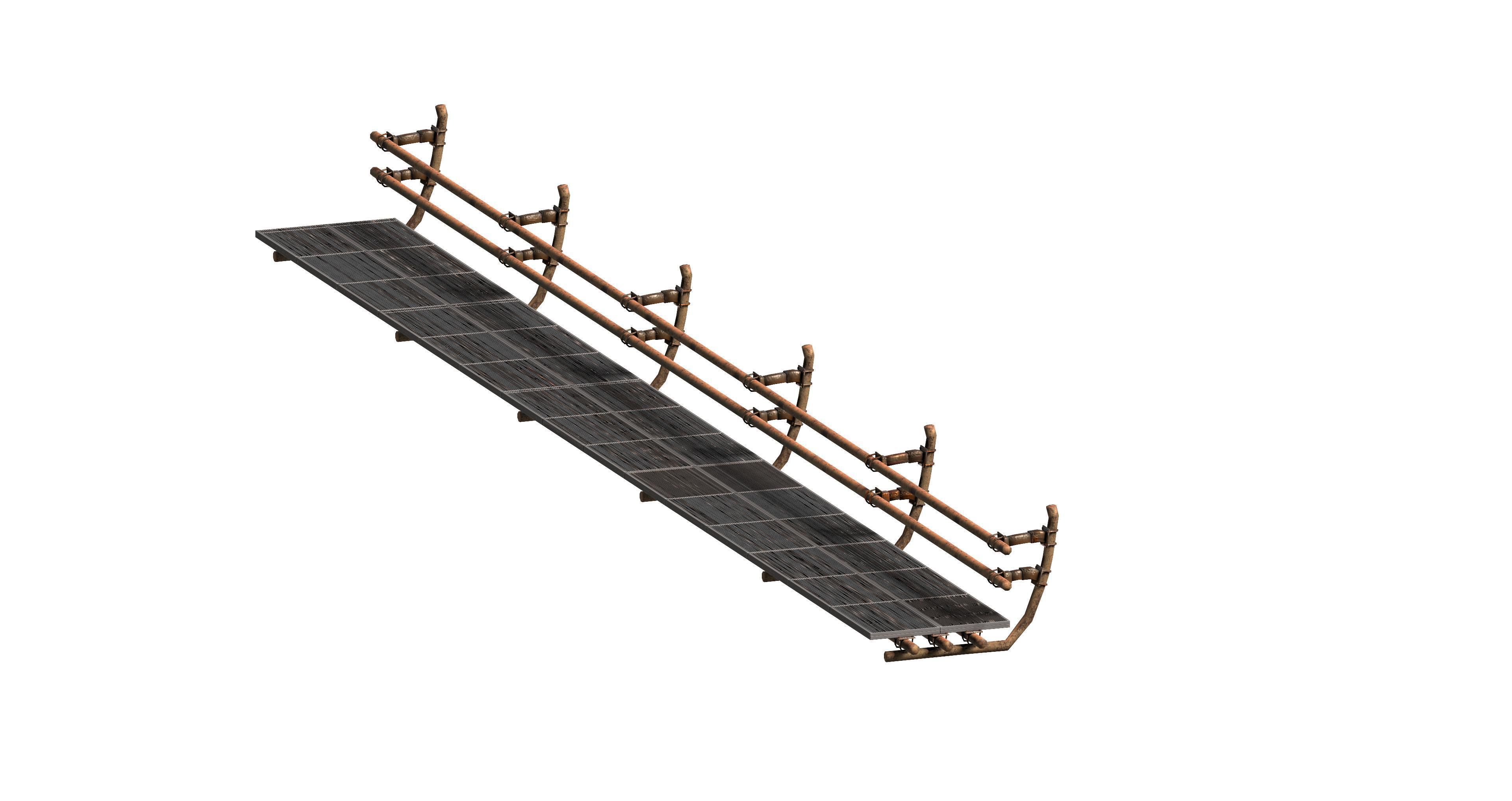 Sci-fi handrail railing footbridge 3D model_1