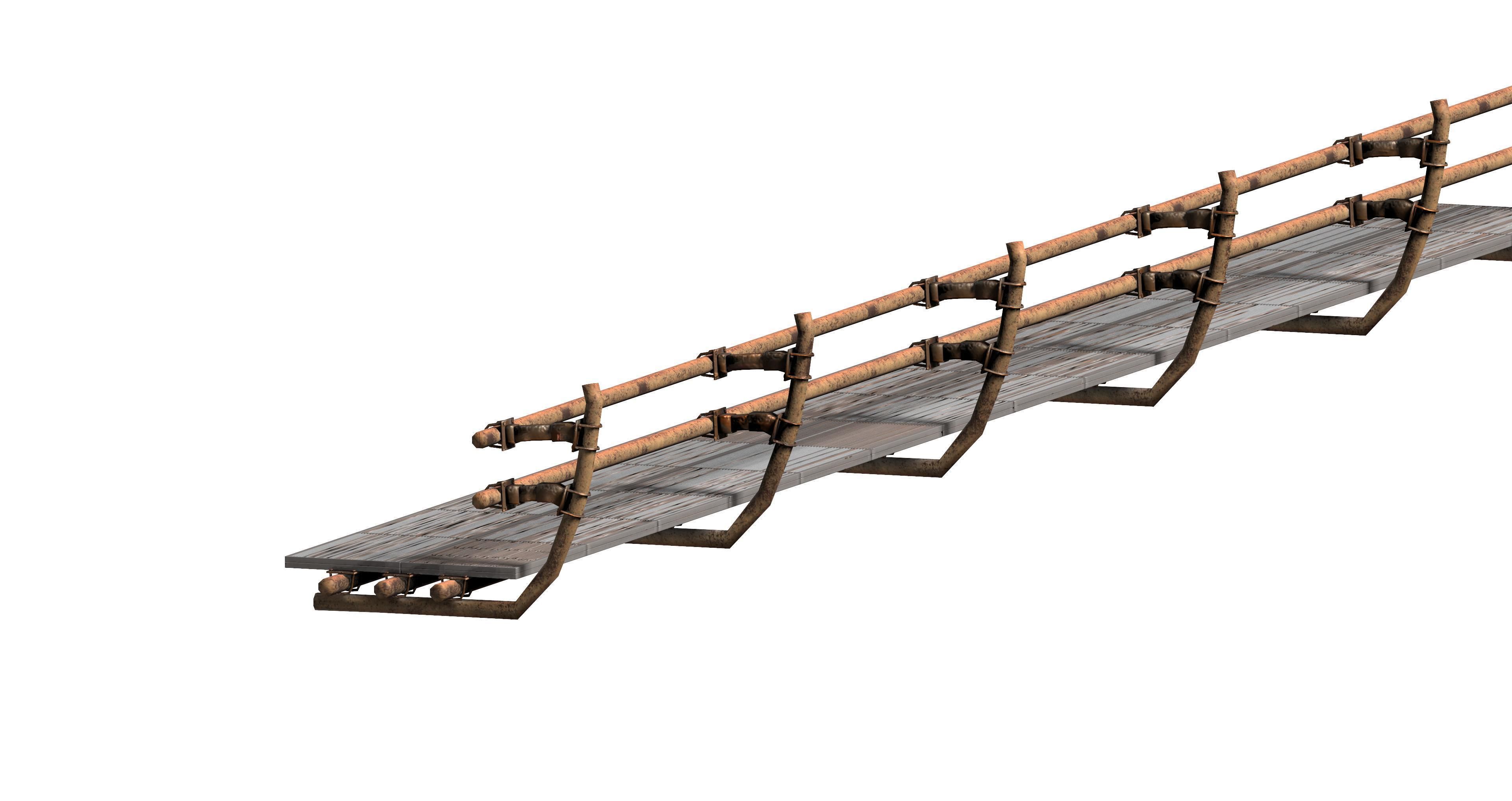 Sci-fi handrail railing footbridge 3D model_3