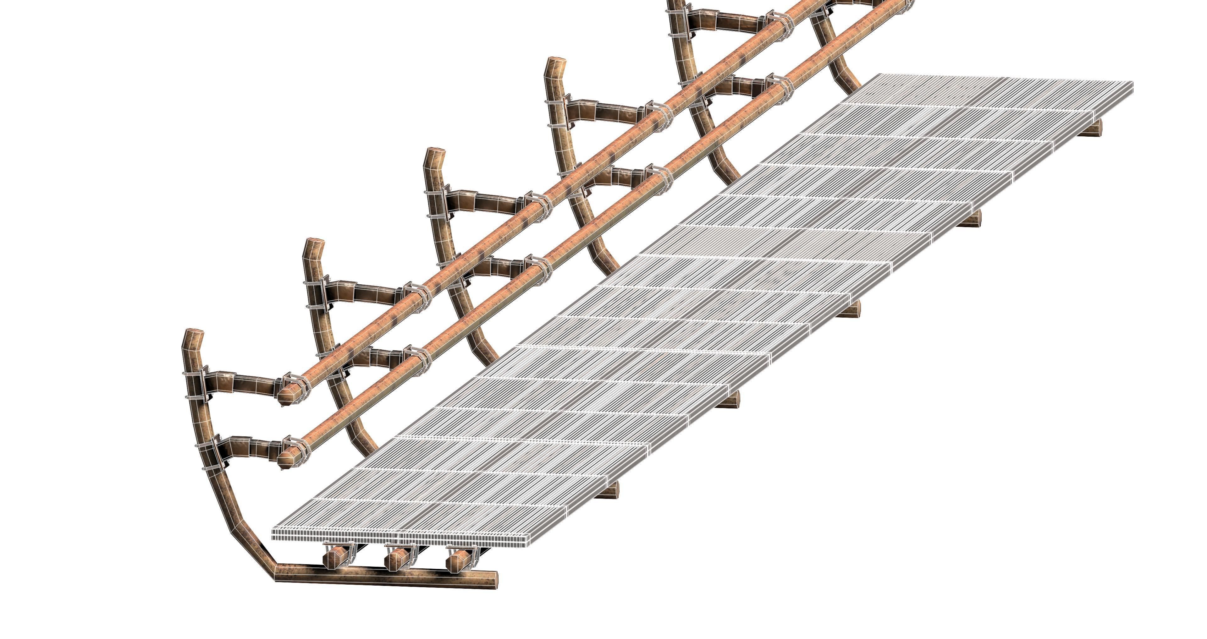 Sci-fi handrail railing footbridge 3D model_7
