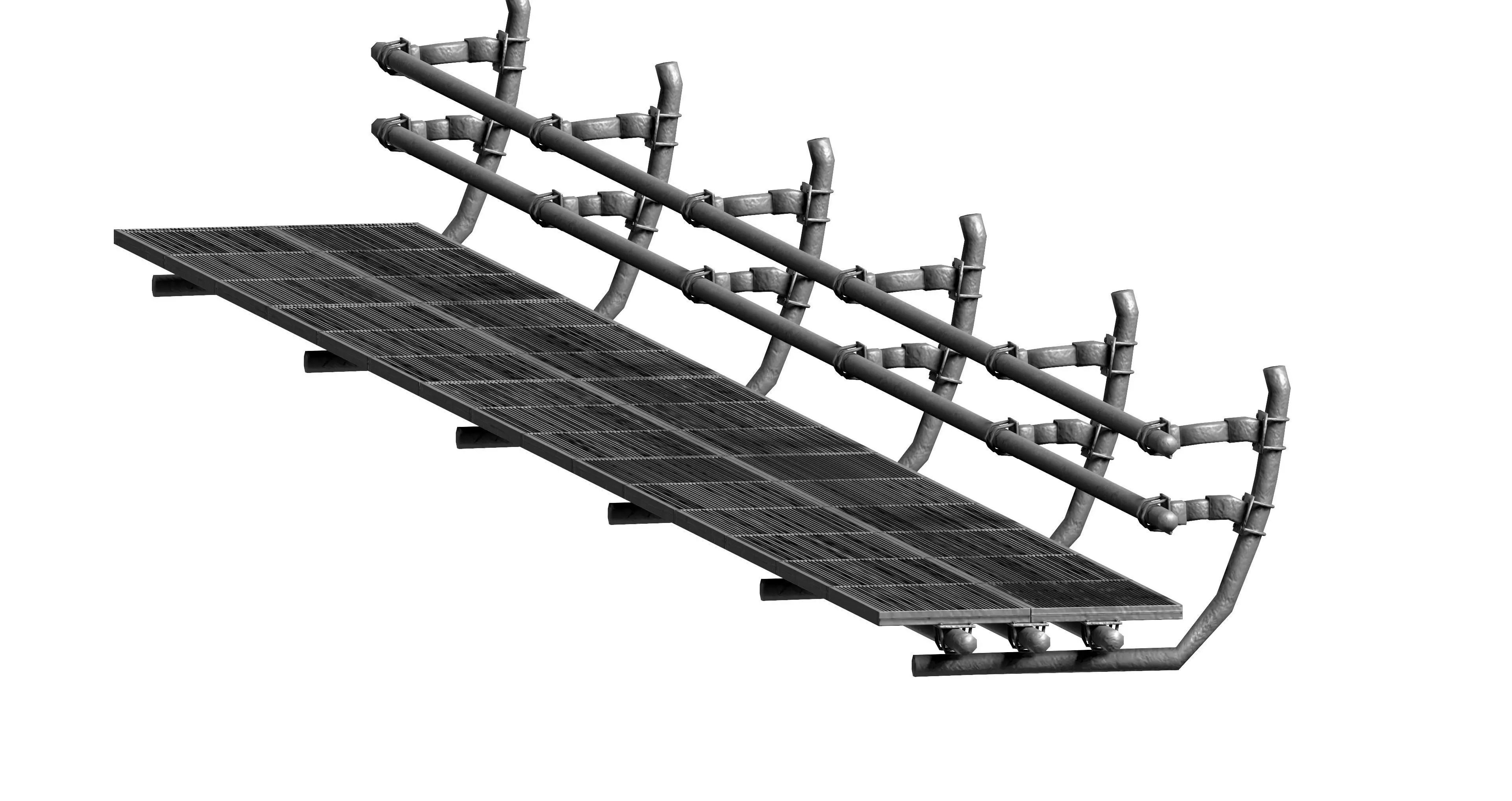 Sci-fi handrail railing footbridge 3D model_0