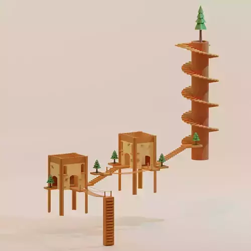 Temple 5 - Tree Temple Low-poly 3D model
