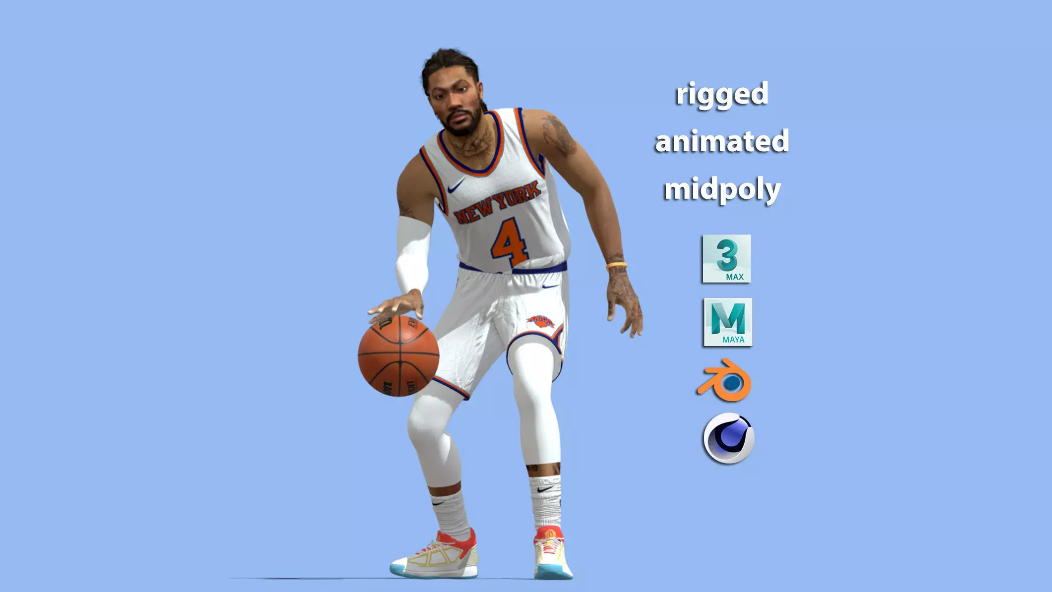 3D Rigged Derrick Rose New York Knicks NBA 3D model_0