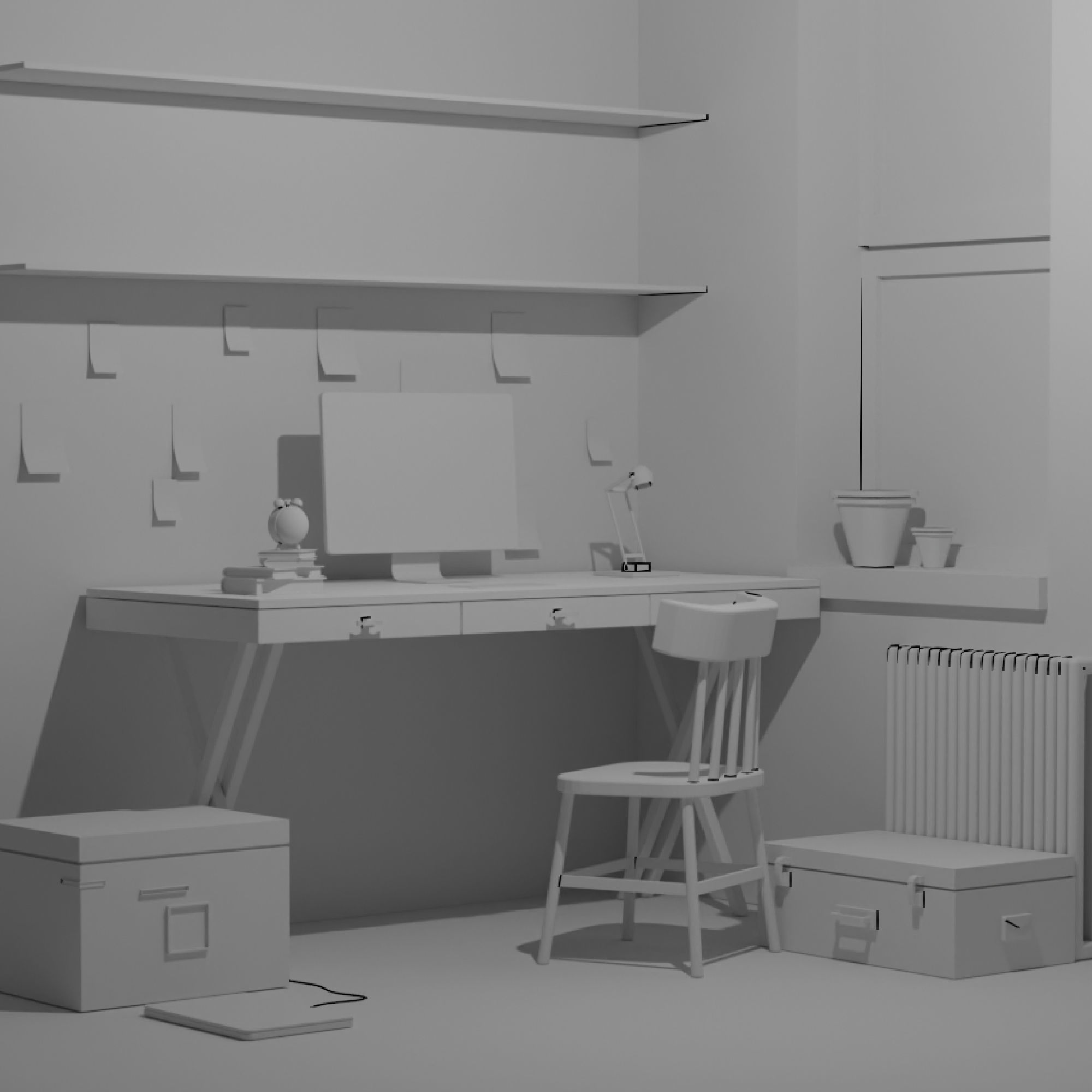 Study Room  3D model_2