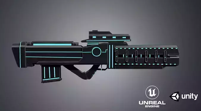 Sci fi Blaster Low poly Game ready asset  Low-poly 3D model