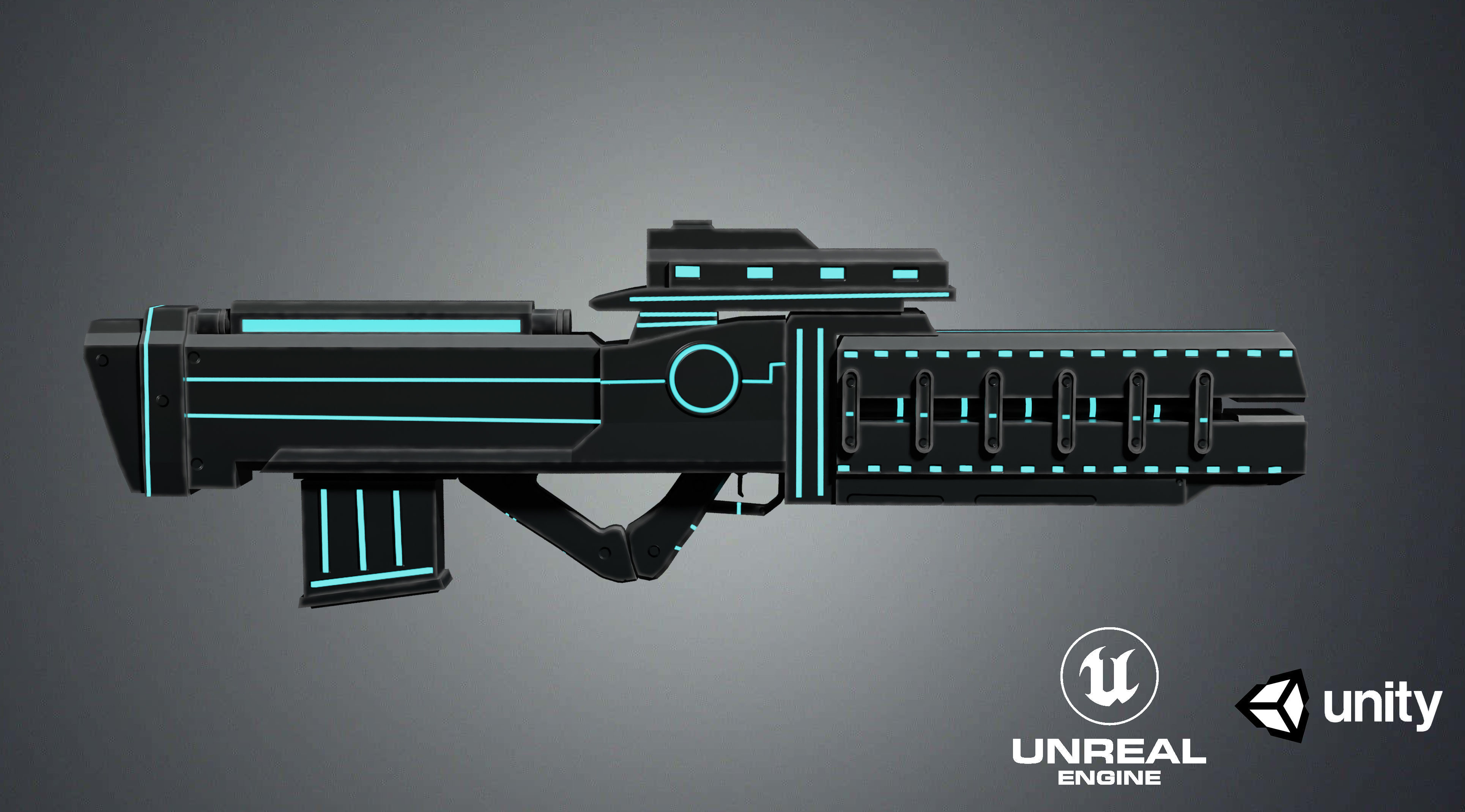 3D model Sci fi Blaster Low poly Game ready asset VR / AR / low-poly ...