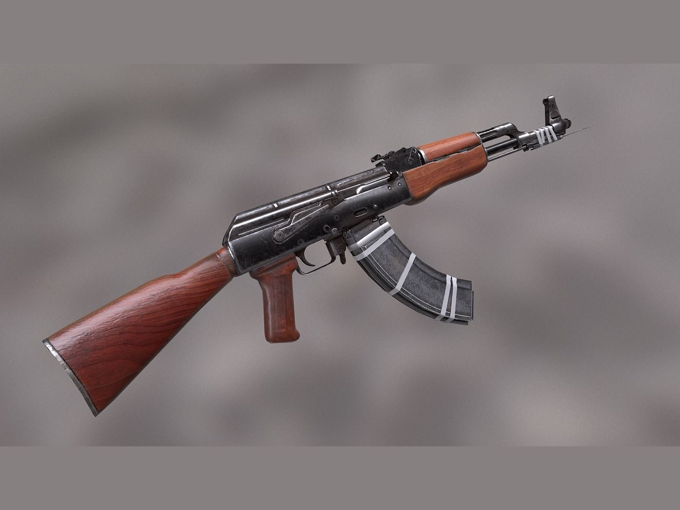 AK47 - PBR Weapon and Game Ready Low-poly 3D model_5