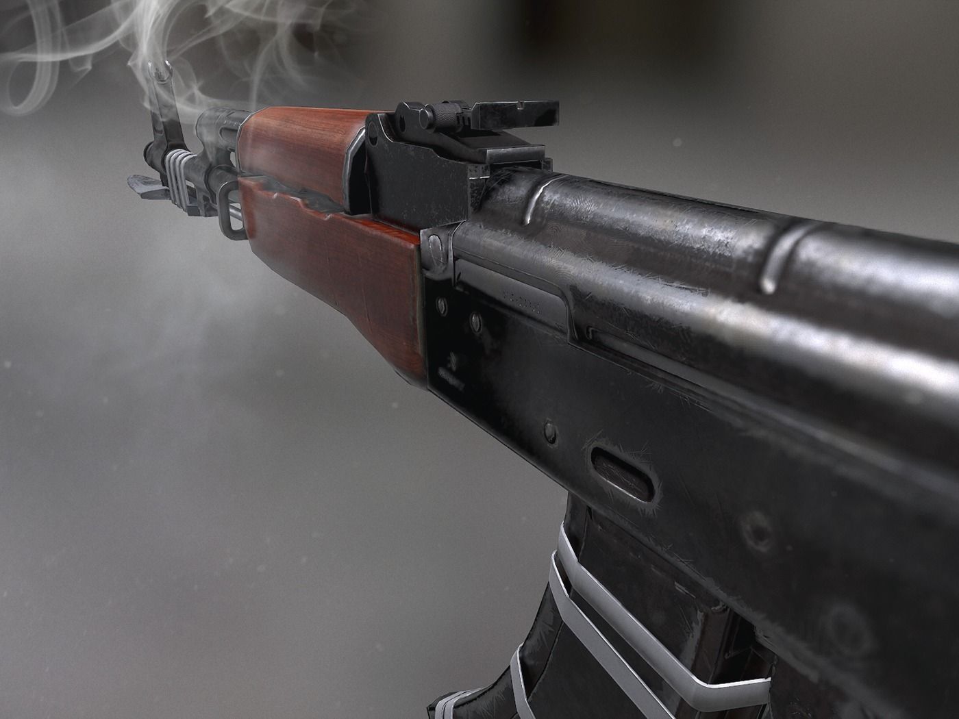 AK47 - PBR Weapon and Game Ready Low-poly 3D model_2