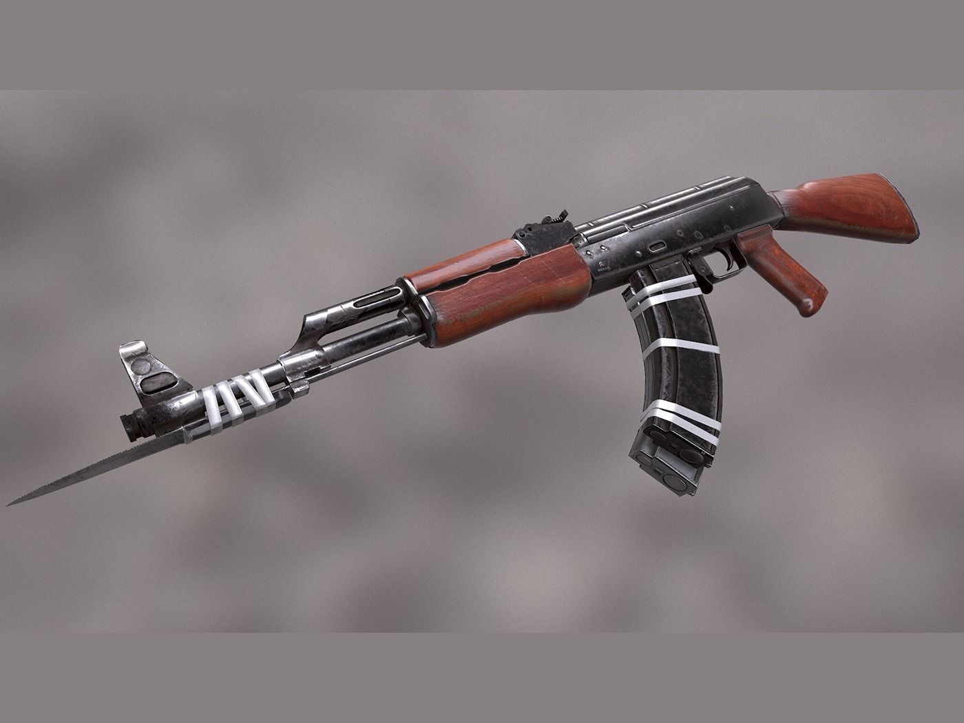 AK47 - PBR Weapon and Game Ready Low-poly 3D model_6