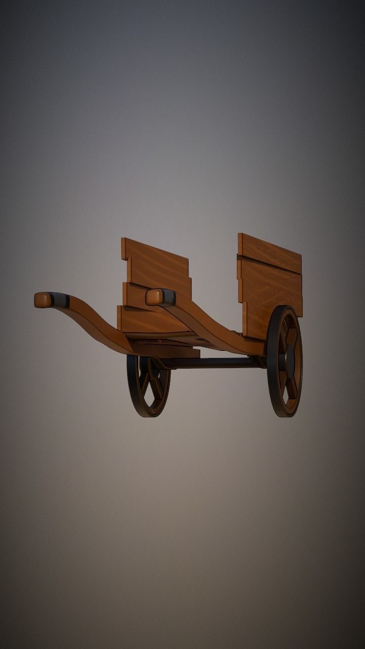 Medieval wheelbarrow  Low-poly 3D model_2