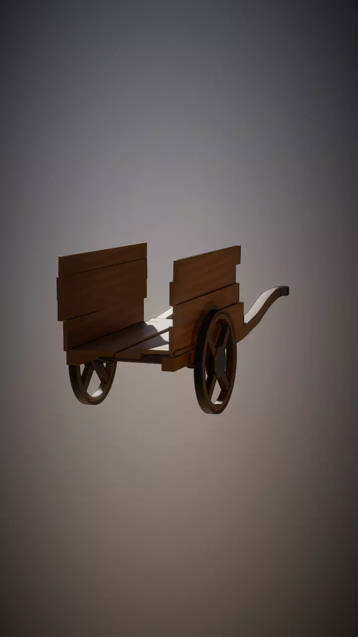 Medieval wheelbarrow  Low-poly 3D model_0