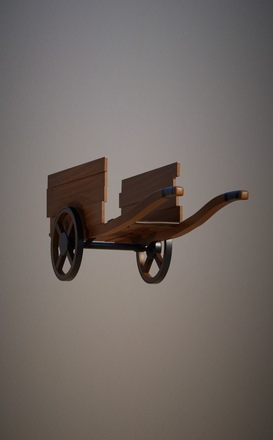 Medieval wheelbarrow  Low-poly 3D model_5