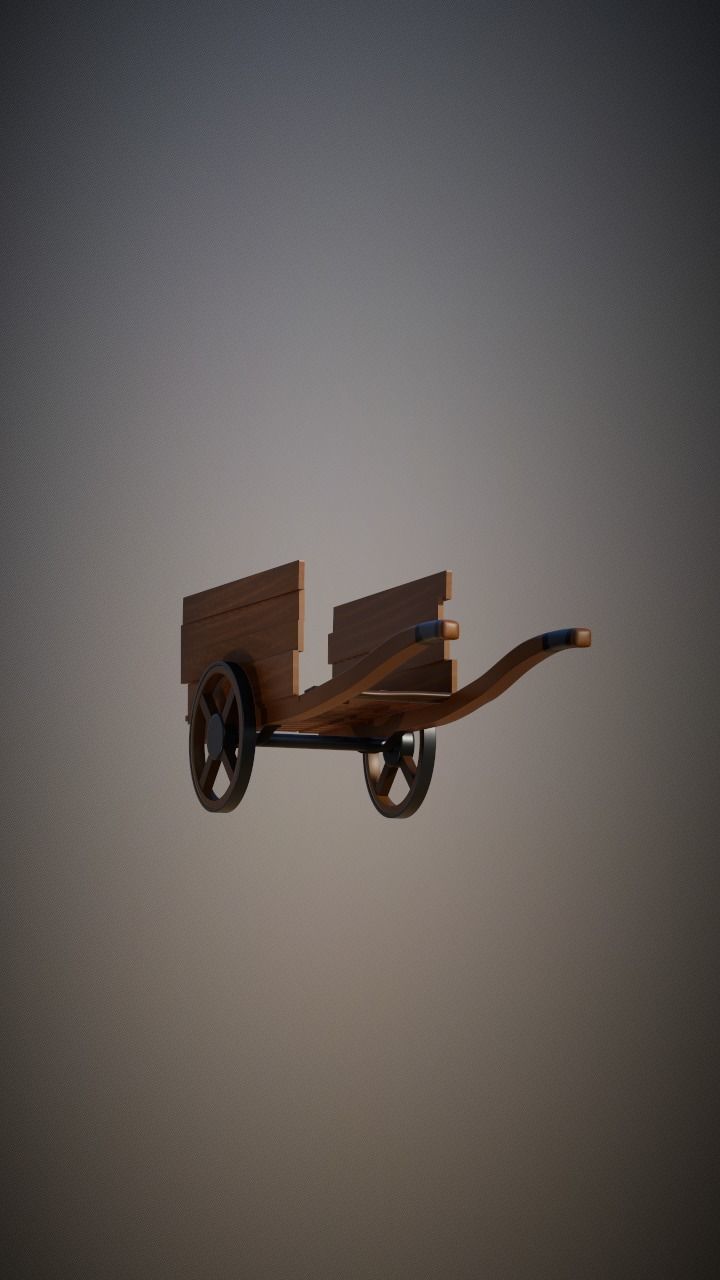 Medieval wheelbarrow  Low-poly 3D model_4