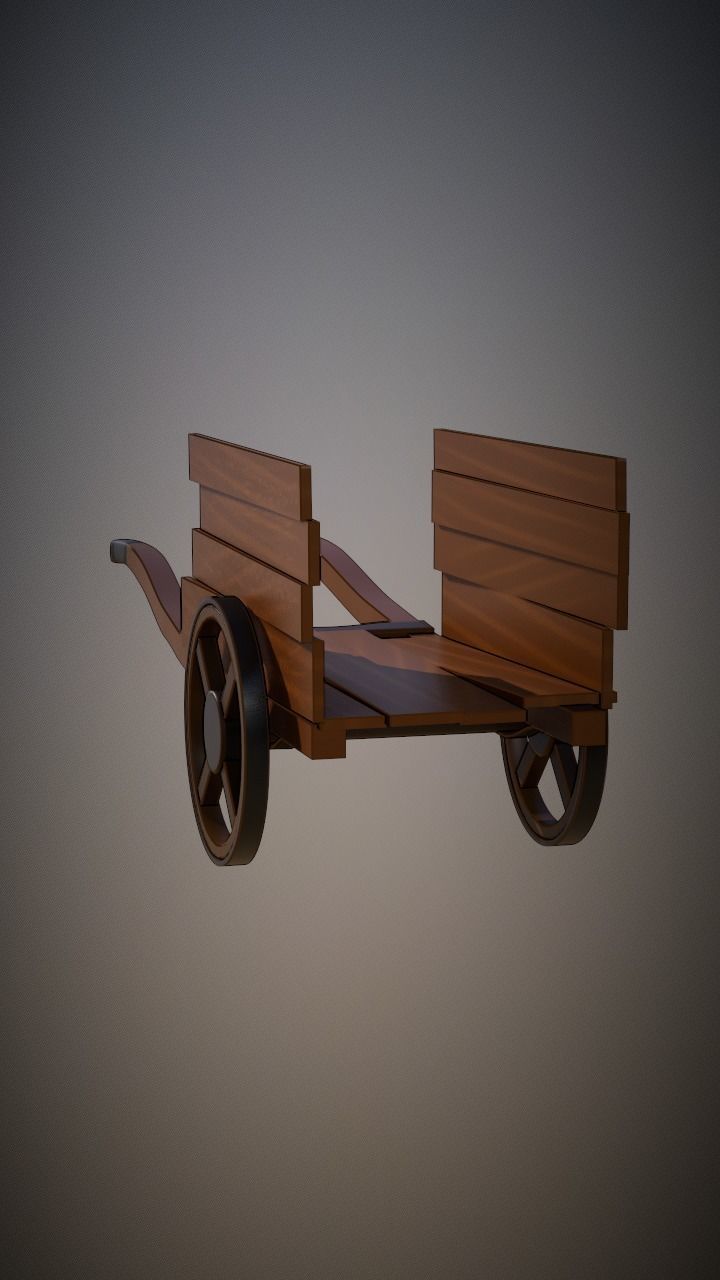 Medieval wheelbarrow  Low-poly 3D model_3