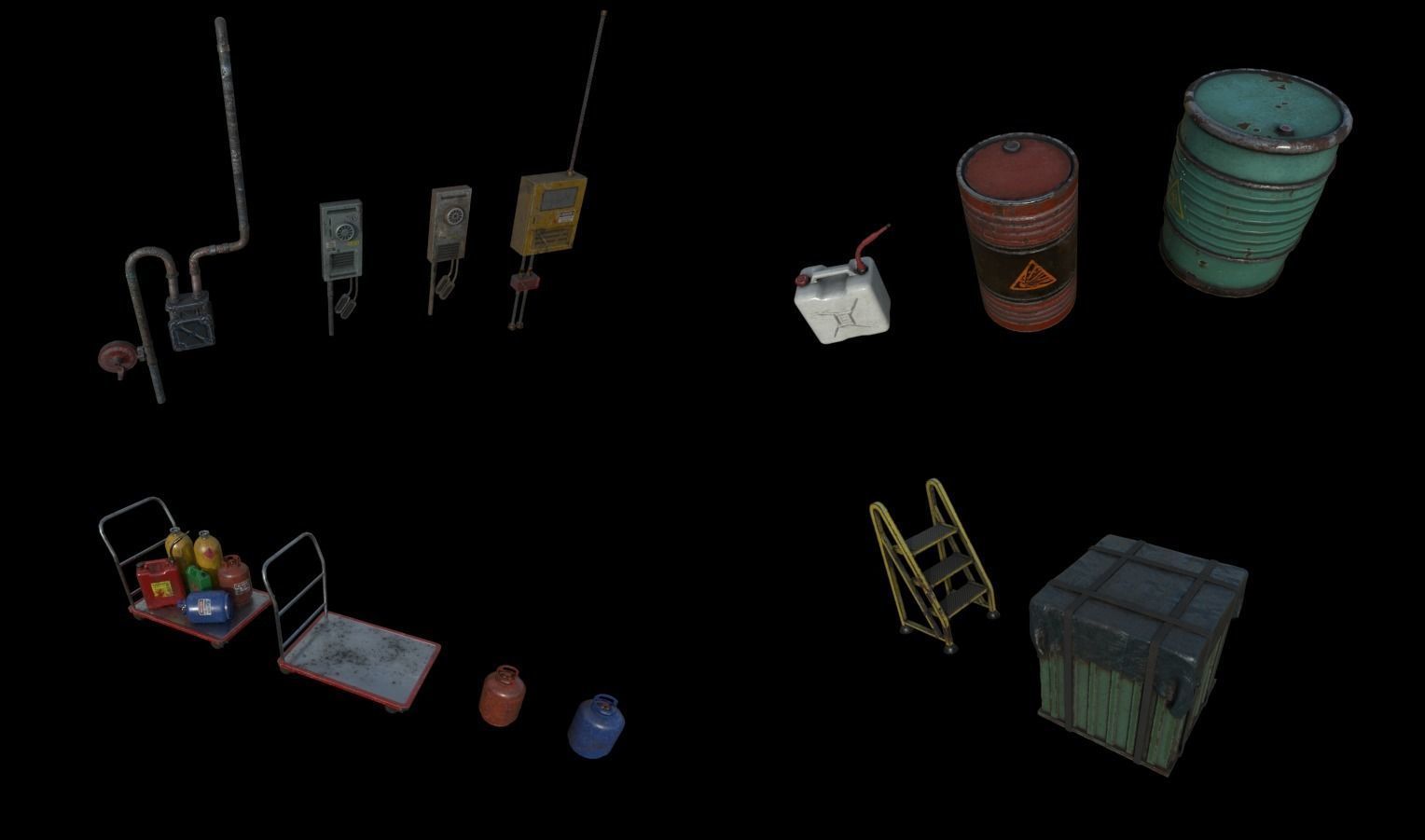 Modular Slums  Pack Low-poly 3D model_10