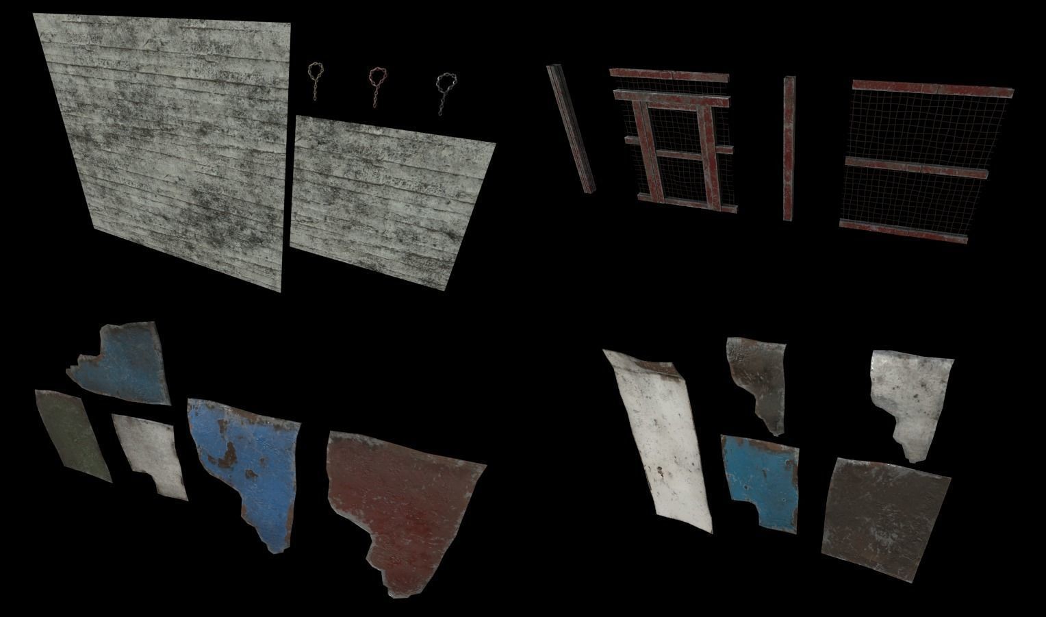 Modular Slums  Pack Low-poly 3D model_4