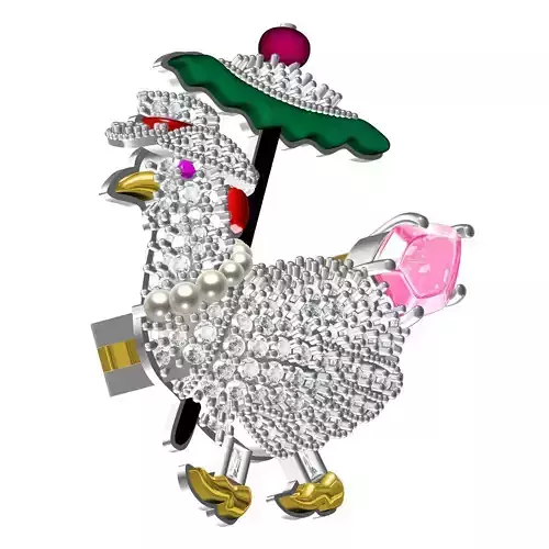 Antique Diamond Hen Hip Hop Brooch