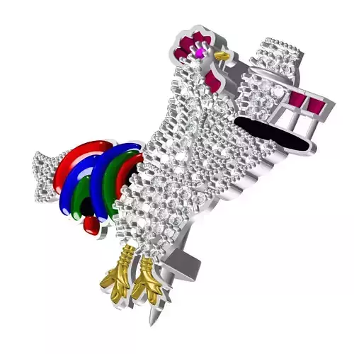 Antique Diamond Rooster Hip Hop Brooch